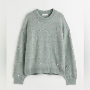 H&M Pearl Beaded Sweater XL